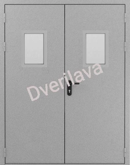 Купить Противопожарная двупольная дверь с остеклением и порошковым напылением