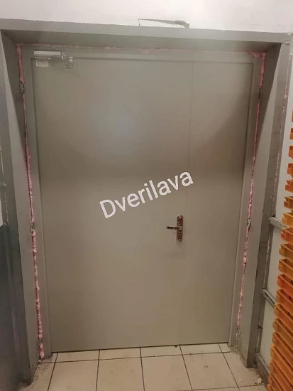Бежевая двупольная противопожарная дверь